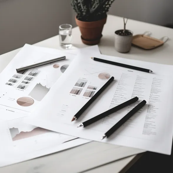 Market mapping charts and candidate longlists laid out on a desk